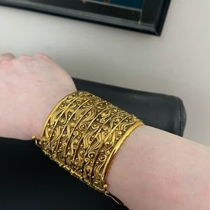 Chanel 18k gold plated over stainless steel vintage bungle